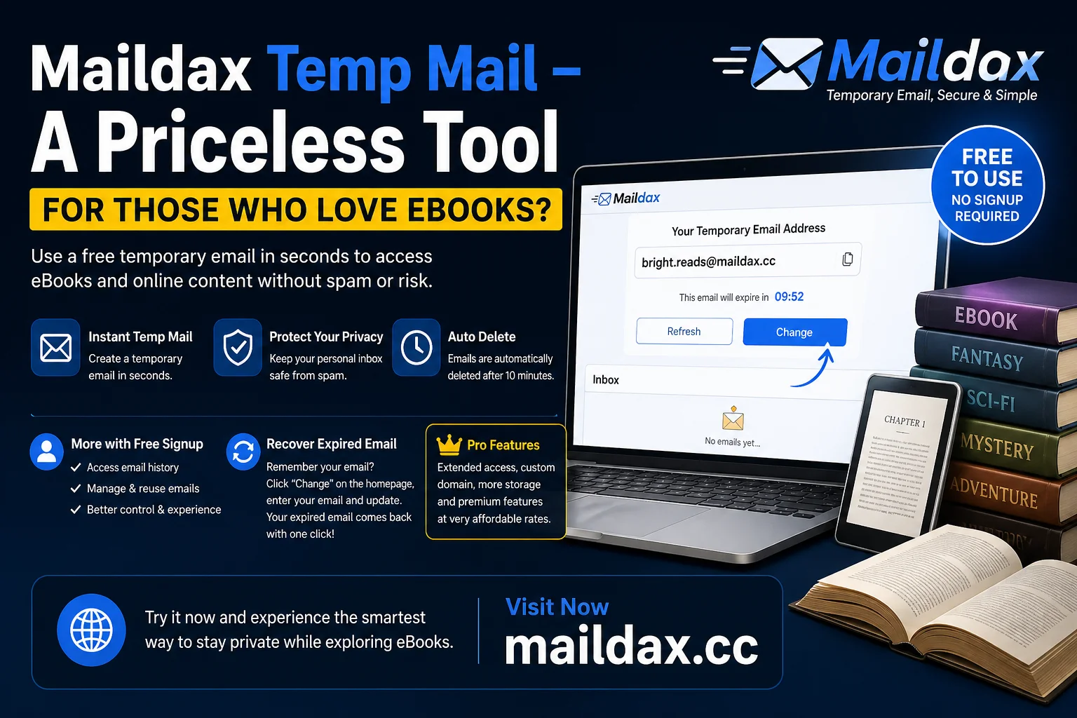 Maildax Temp Mail - A Priceless Tool for Those Who Love eBooks?